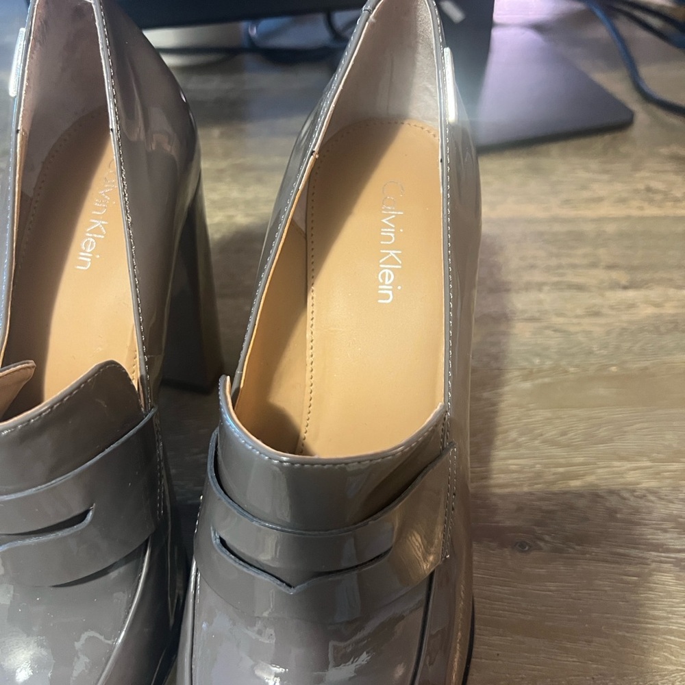 Calvin Klein Patent Leather Gray Heels - Picture 2 of 5